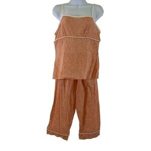 BOGO Bed Head Pajama Set Tank Top Capri Pant Lightweight Cotton Orange Floral M